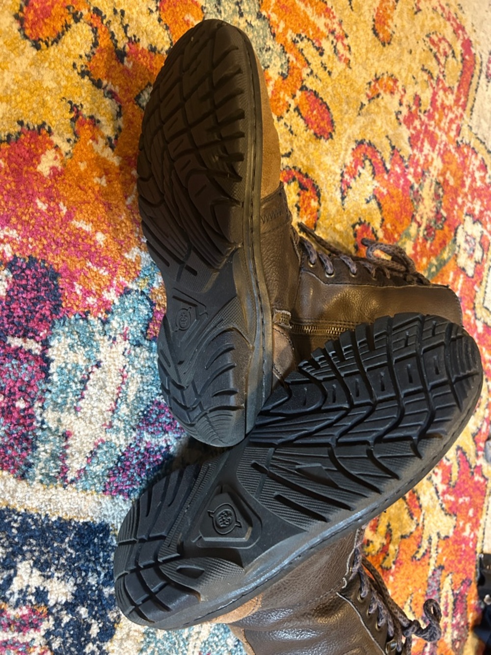 Born Women's Lace-Up Combat Boots in Dark Brown and Tan - Picture 3 of 5